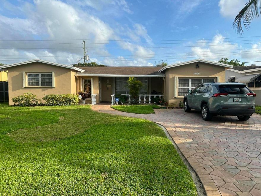 Spacious well maintained 3 bedroom, 2 bathroom single family pool home in Miramar, featuring a large living room and dining area, Nice kitchen with breakfast area, the third bedroom converted to a tv/family room. Partial impact windows and doors. Large front lawn with paver driveway, a private backyard with a large patio, and screened pool great for family fun and entertaining. The property is conveniently located near schools, restaurants, and shopping areas, Please Owner occupiedschedule a showing.  no HOA .