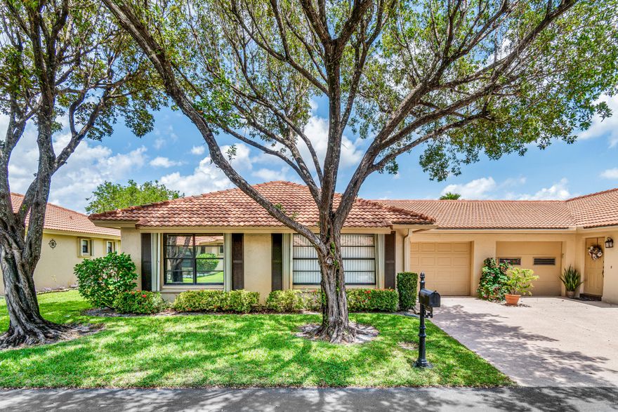 This beautifully kept villa in a vibrant community boasts a new AC, new water heater, and numerous upgrades. Enjoy tile floors in the main living area, A Spacious Master bedroom.  The community is designed for connection and convenience, offering a sparkling saltwater pool, clubhouse, library, and a variety of social clubs and activities. Water, basic cable, sewer, trash, roof and gutter maintenance, landscaping, and exterior building care   are all included in the association dues making low maintenance living even easier. Ideally located near shopping, dining, entertainment, and top medical facilities, everything you need is just minutes away. This home can be purchased furnished.