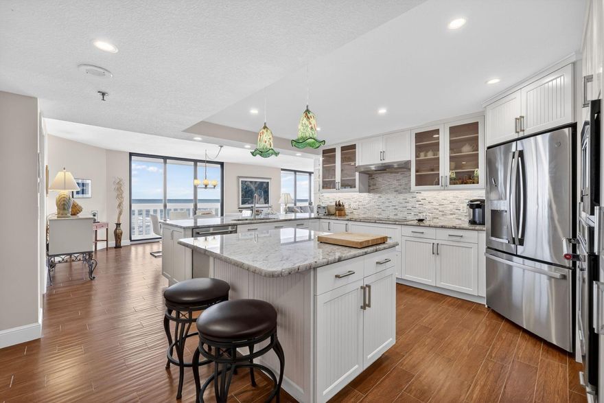 Exquisite corner condo that offers breathtaking views of the ocean and spectacular sunrises. This spacious residence features living and dining rooms, as well as bedrooms, all opening up to a large wrap-around balcony, creating the perfect spot to enjoy the outstanding scenery.  The condo also offers a wealth of amenities that enhance your living experience, including:  BBQ grill, social room, fitness room, game room, heated pool, sauna, tennis courts, private access to the beach and gated access for added security.