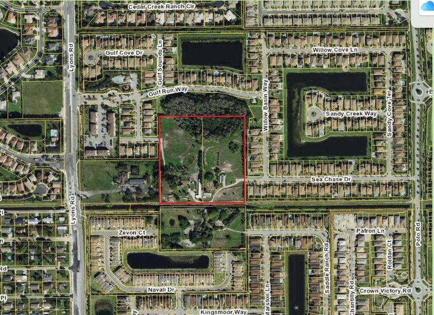 Residential Development Opportunity in Lake Worth, FL - 10-acre residential development site. There are two contiguous 5-acre parcels being sold together as a single unit - 8946 Sea Chase Drive & 8990 Willow Sound Drive.  PBC Approved Site Plan of 33 single-family, ZLL homes; includes four workforce housing units.  Water/sewer are stubbed to property line.  Property is located within the newer gated community of Gulfstream Preserve and is not required to be a part of the existing HOA.  Access through HOA roads is legally established.  Approximately 85% of the proposed site plan properties to back onto a lake, canal, or preserve.  Properties are currently used for equestrian farm with a single family home, three barns, extensive paddocks.  Additional info available upon request.