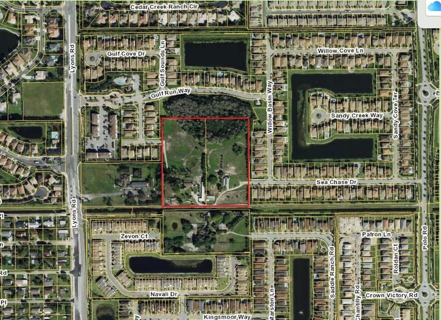 Residential Development Opportunity in Lake Worth, FL - 10-acre residential development site. There are two contiguous 5-acre parcels being sold together as a single unit - 8946 Sea Chase Drive & 8990 Willow Sound Drive.  PBC Approved Site Plan of 33 single-family, ZLL homes; includes four workforce housing units.  Water/sewer are stubbed to property line.  Property is located within the newer gated community of Gulfstream Preserve and is not required to be a part of the existing HOA.  Access through HOA roads is legally established.  Approximately 85% of the proposed site plan properties to back onto a lake, canal, or preserve.  Properties are currently used for equestrian farm with a single family home, three barns, extensive paddocks.  Additional info available upon request.
