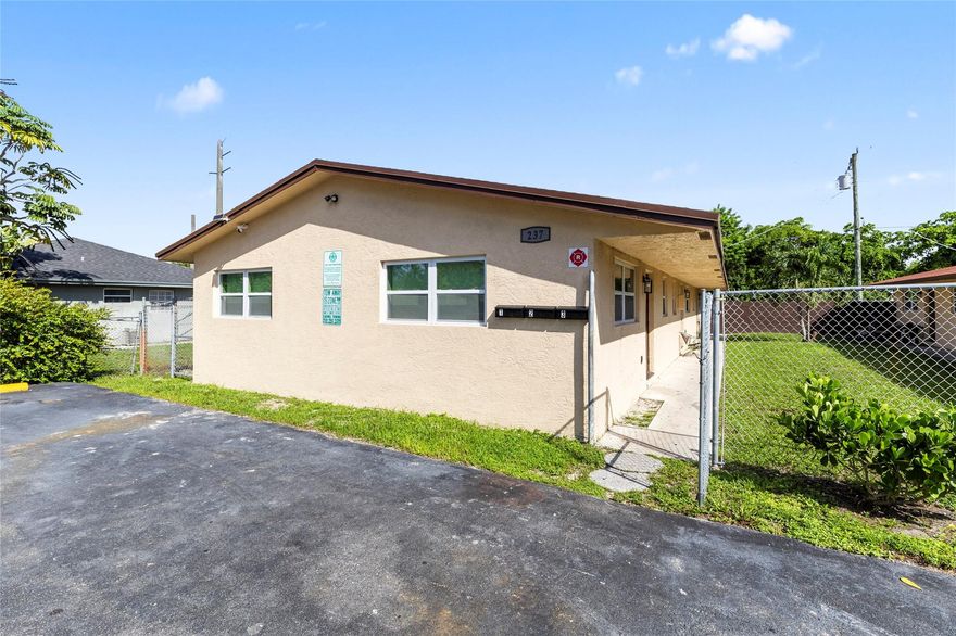 Recently renovated triplex located in the heart of Pompano Beach! Each unit has 2 bedrooms and 1 bathroom. This property offers three well-appointed units with modern upgrades, making it an excellent opportunity for investors. Each unit features updated kitchens with new cabinetry and countertops, refreshed bathrooms, stylish flooring, and fresh paint throughout. Just minutes from the beach, shopping, dining, and major highways, this property combines convenience with strong rental potential. A turnkey investment with room for attractive cash flow in a thriving rental market. Buildings 225,229,233 and 237 available as a package. All units leased.