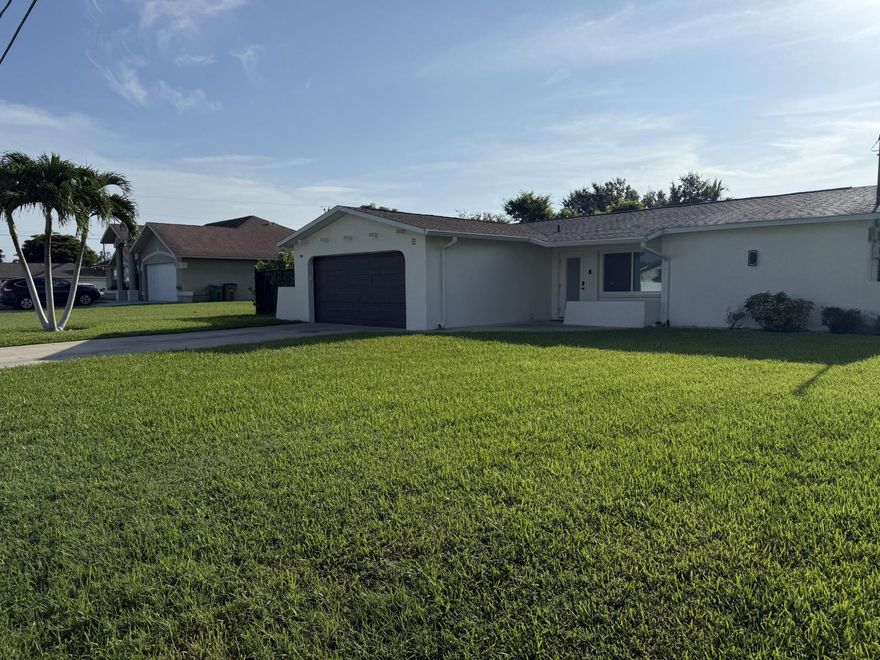 Seller offering $10,000 in incentive for closing costs. Immaculate 3-bed, 2-bath home with 2-car garage, new roof, impact windows/doors, and modern tile throughout. Located at the end of a freshwater canal with stunning long water views and potential for a private boat dock. Eastern-facing backyard offers beautiful sunrises, plus a large, screened lanai perfect for relaxing. Fully fenced yard with room for a pool. Bright, open layout and spacious owner’s suite. Conveniently located just minutes from Publix, Walmart, Cape Coral Hospital, Crunch Fitness, and great dining. A true move-in ready gem with access to boating and Florida living at its best!