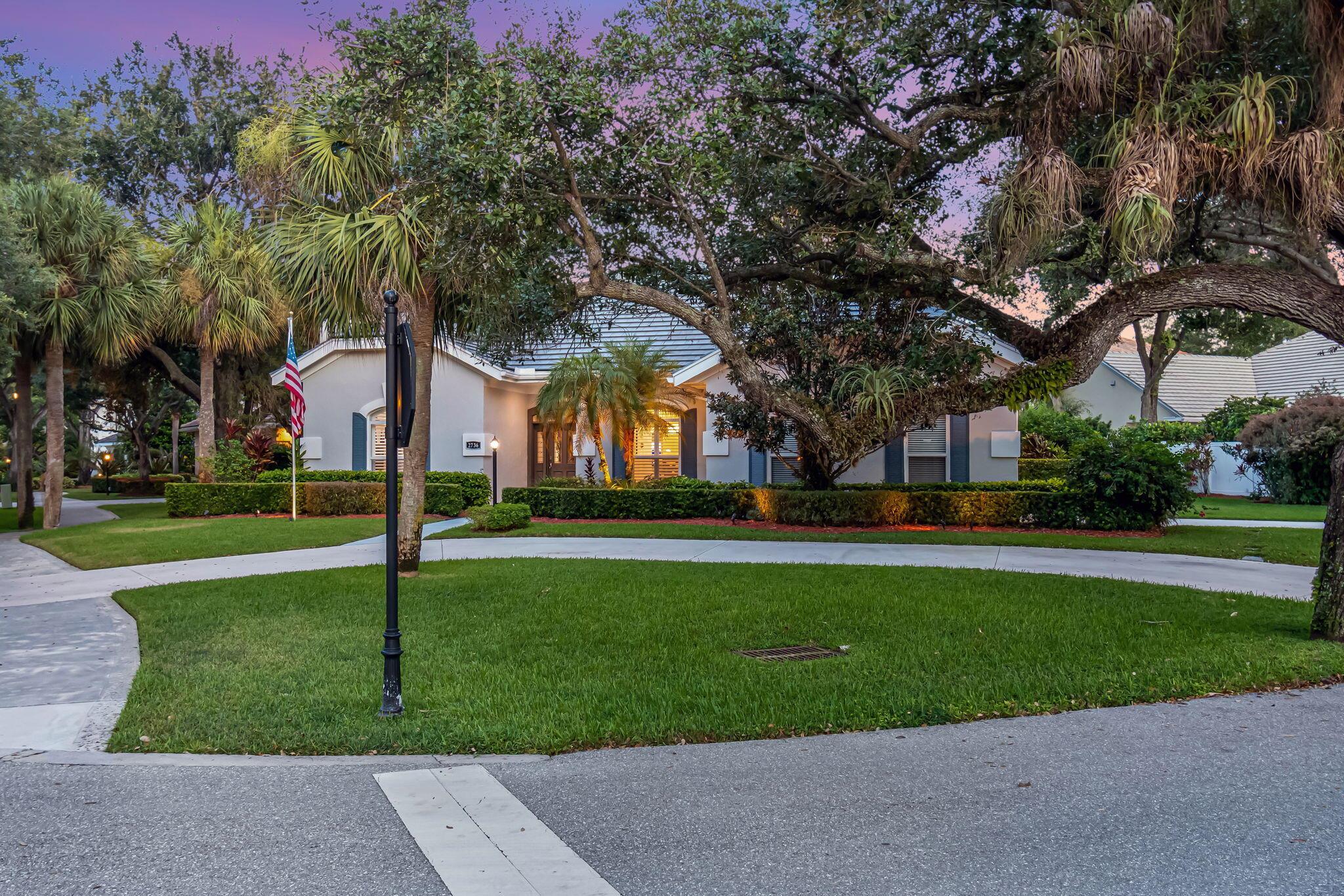 Nestled in the highly coveted, lush tree- lined boutique community of Andover, this meticulously renovated 2520+ sq ft (3BR plus den) residence offers a perfect blend of Florida lifestyle charm with a classic neigborhood vibe. Oversized corner lot with a grand circular drive! Neutral palette for timeless appeal! Split bedroom plan for optimal privacy.! Gourmet kitchen with porcelain countertops, custom cabinetry, and stainless steel appliances open to a spacious family living area and pool view! Elegant grand primary suite with separate shower and spa -like tub, dual sinks! Spacious outdoor, private oasis with SALT WATER POOL - southwest exposure!NEW ROOF , NEW HURRICANE IMPACT WINDOWS. Minutes from vibrant shops, spectacular restaurants and glorious sandy beaches! A must see!