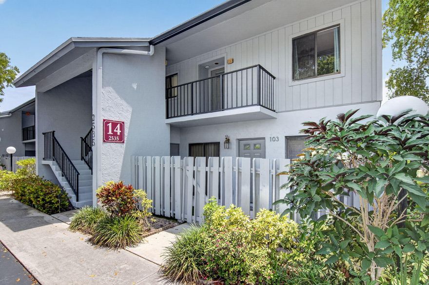 Welcome to this beautifully updated first-floor corner residence offering the perfect blend of comfort, style, and convenience! This spacious 2-bedroom, 2-bathroom condo features two private outdoor spaces, including a fenced patio with a storage closet out front and an additional open porch off the primary suite, which are both ideal for relaxing or entertaining. Inside, you'll find new flooring throughout, a remodeled kitchen with a custom backsplash, updated bathrooms with two brand-new toilets, and a 2019 AC unit for added peace of mind. The oversized walk-in closet in the primary bedroom includes custom built-ins, while the freshly painted living room, dining area, and hallway create a bright, move-in-ready feel. Located in a quiet, pet-friendly all-ages community with a heated pool and excellent nearby public schools. Just half a mile from I-95 and under 4 miles from vibrant Downtown Delray Beach. With NO rental restrictions, this property is also an exceptional investment opportunity with immediate rental potential!