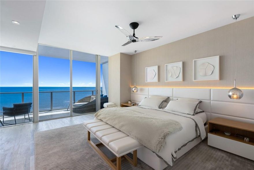 A dream between the sky and sand. Located in the Luxurious Auberge Residences private South building on a desired high floor, one of the few units you can walk into and see both, East ocean sunrise views and West intracoastal sunsets. Designed by Britto Charette, custom millwork throughout, floor-to-ceiling mirror detail and porcelain & marble floors. Extended kitchen with exposed glass shelving, ample storage, custom glass Sub Zero fridge and wine cooler. Control 4 operated motorized shades, security cameras, AC, and music. Award-winning amenities, such as a world-class luxury wellness spa, personalized concierge, 24/7 valet, 450 linear ft of beachfront, plus DUNE restaurant with Michelin star chef. *2 Parking spots included. All measurements are approximate & should be verified.