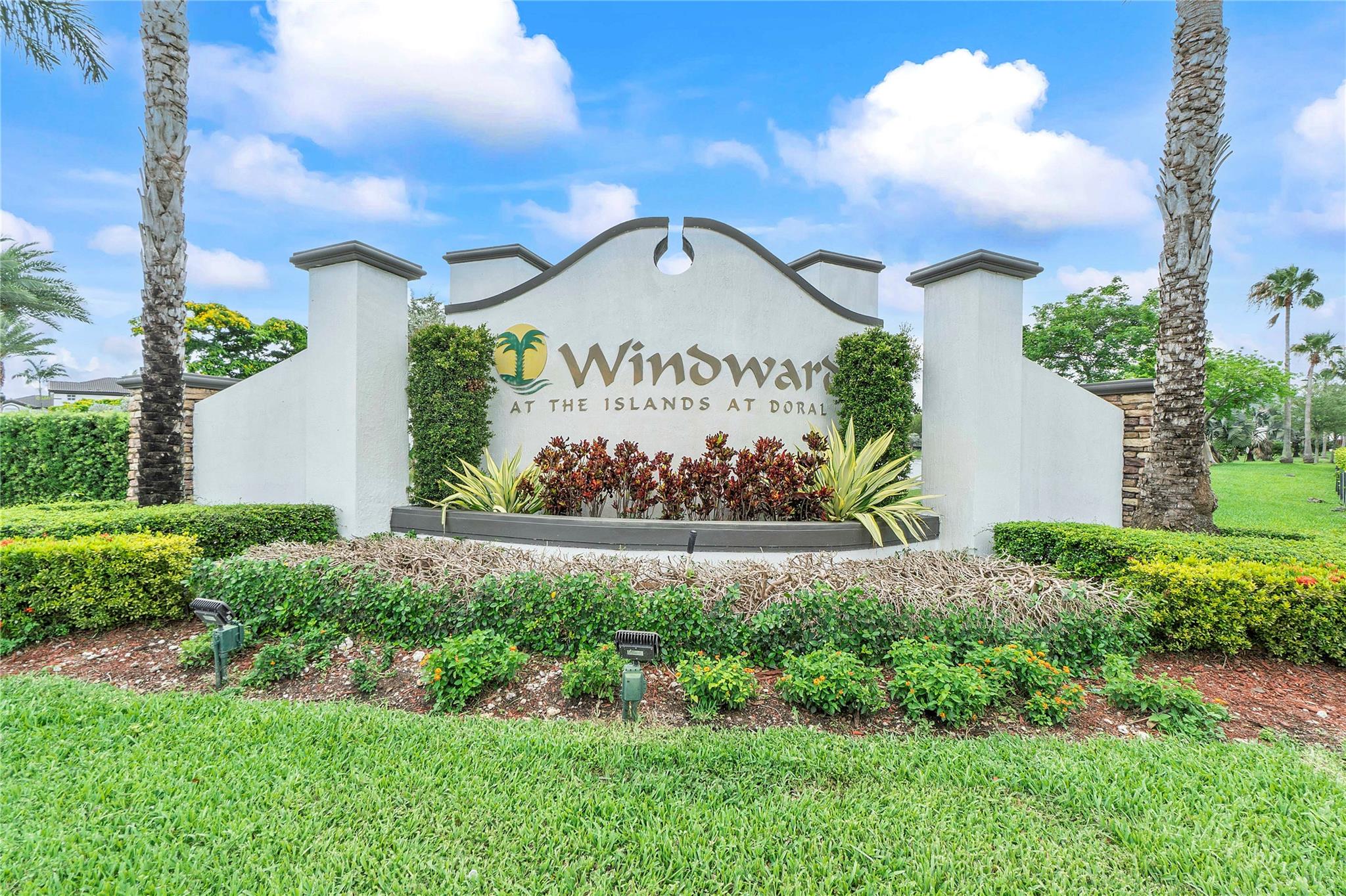 Great Townhome 3 beds, 2 1/2 baths, Best location of island at Doral, Gated community: WINWARD, Laminate flooring throughout, Quartz counter tops, stainless steel top of the line Appliances, Smart Fridge, His and Hers walking closets, Zebra blinds, Tumbled Travertine pavers in the patio area, shower in all bathrooms, crown molding, hurricane Shutters, Private community pool, kids park, access to island at Doral club house, very close access to Florida's turnpike and walking distance from Doral Legacy park.