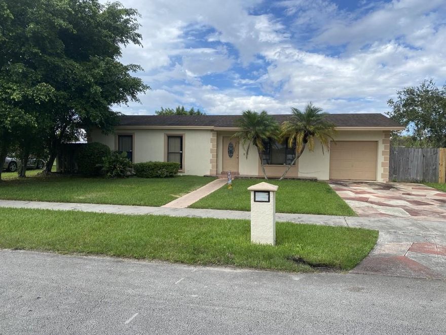 Beautiful home features 3 bedrooms and 2 bathrooms. Tile in living areas and laminated in bedrooms. The home also has a one car garage with washer and dryer. Large fenced back yard. This home is located in Richmond Heights, which is close to the Florida Turnpike and US1. Friendly, quiet neighborhood.