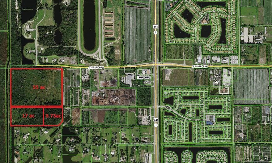 Great opportunity to own 3 consecutive lots.  The listing is for 81.73 acres, AS PER PAPA, in subdivision PALM BEACH FARMS CO PL NO 3. Zoning: ''AG-Ag Reserve'' (Agricultural Reserve). Compass. Current status: undeveloped land -- no improvements, no utilities on site, soil type is sand, ground cover shows brush/palmetto. Compass Under County zoning rules for Agricultural Reserve: density is limited -- generally one unit per 5 acres (for standard subdivisions), or one unit per acre for a Planned Unit Development (PUD), provided open-space preservation requirements are met