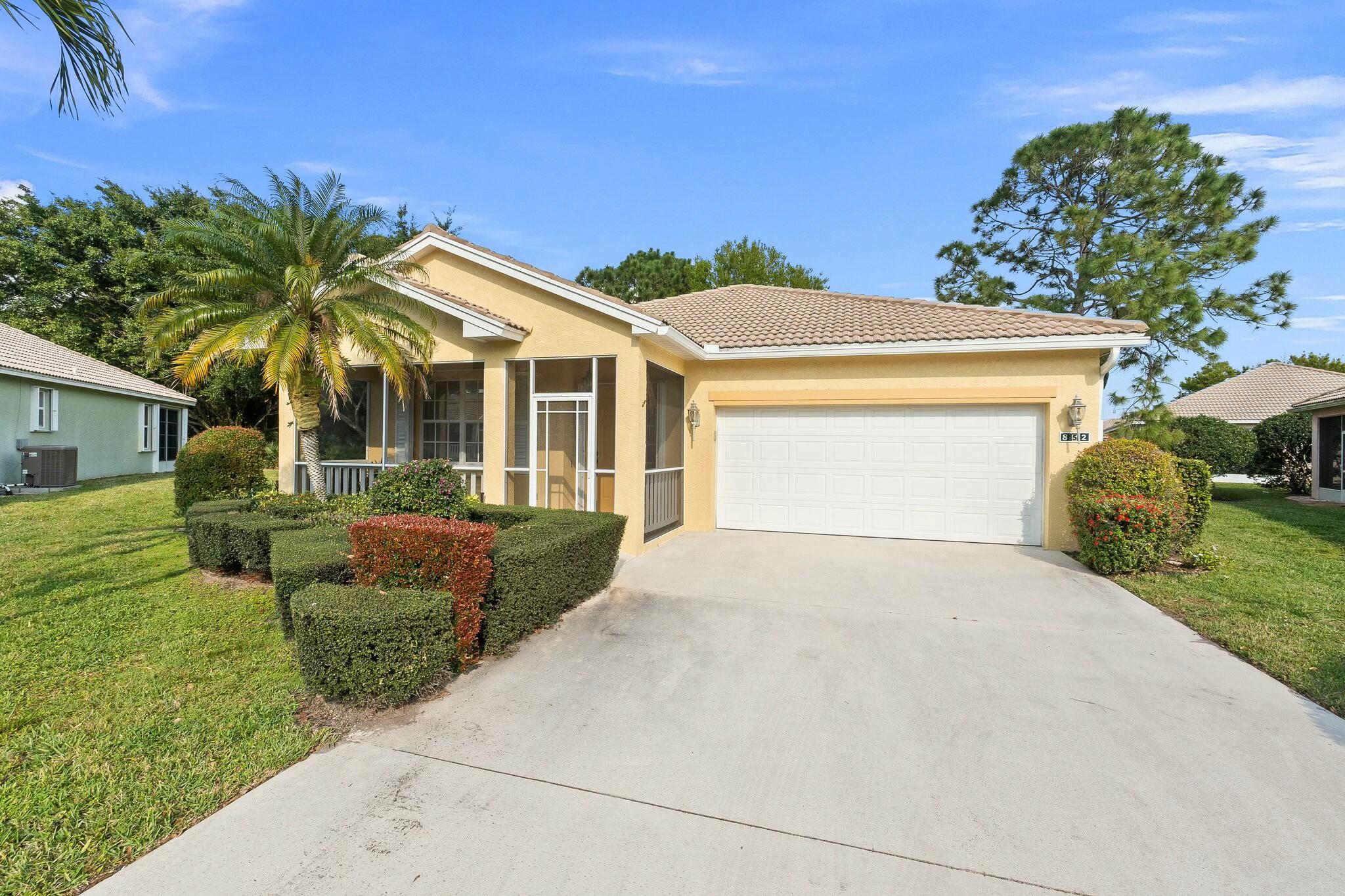 Welcome to the Isle of Madeira--a quiet and friendly slice of Kings Isle where this comfortable CAYMAN model is ready to welcome you home. This 2/2 offers solid bones and simple charm, with Corian countertops, tile flooring throughout, and Berber carpet in the bedrooms for a cozy touch. Enjoy peace of mind with accordion shutters and a 2019 Trane HVAC system for year-round comfort. The spacious lanai adds flexible outdoor living space--perfect for morning coffee, afternoon reading, or a visit from the grandkids. Located in the active 55+ community of Kings Isle, you'll have access to resort-style amenities, clubs, and social events--all with a low-maintenance lifestyle. Whether you're ready to rightsize or simply want a peaceful place to land, this one's got potential written all over it.