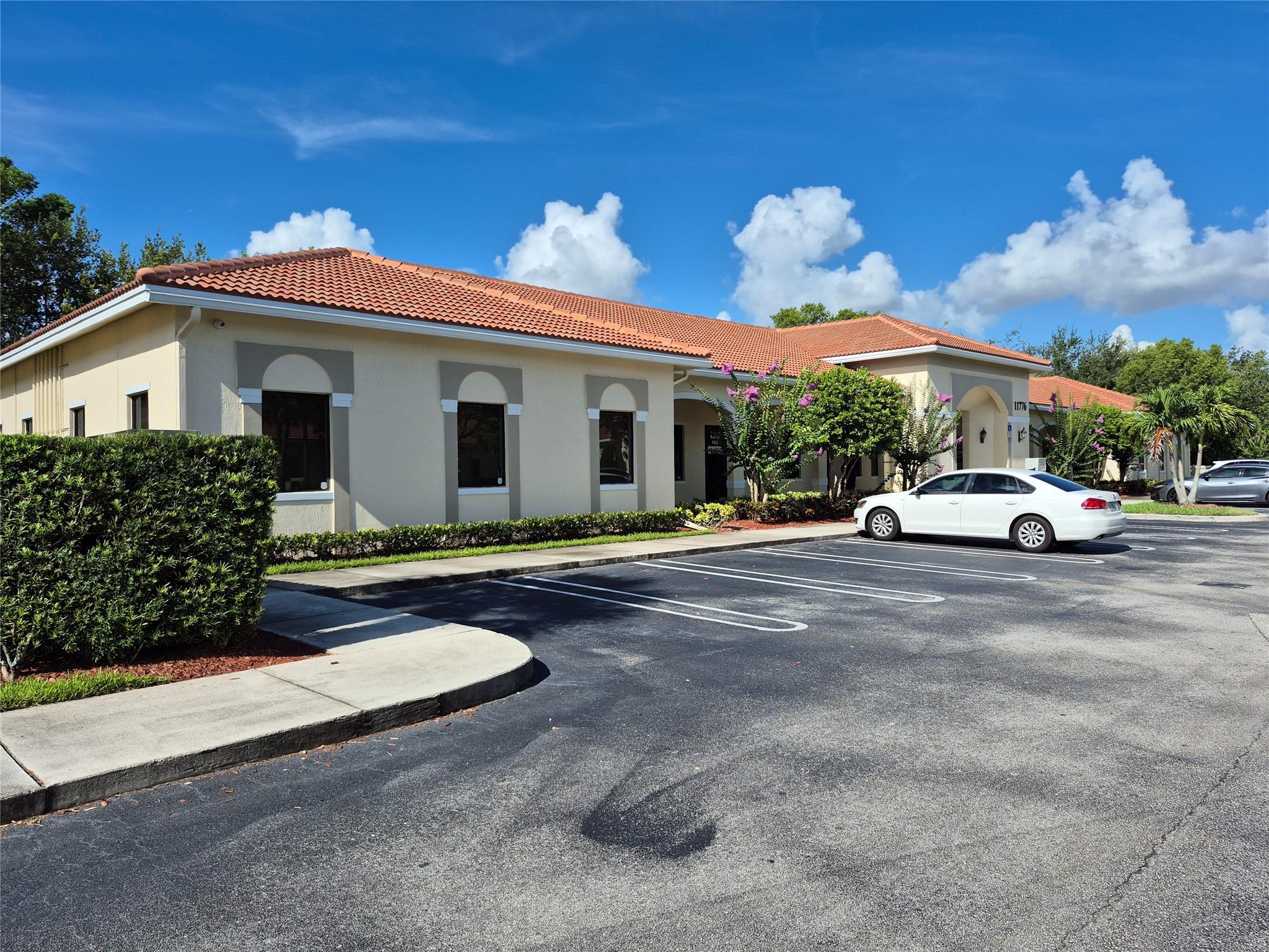 Beautiful professional office in a Great location. BRAND NEW ROOF AND FULLY FUNDED RESERVES. This office campus includes eight one story buildings and is conveniently located near the Sawgrass Expressway and I75. Included is a prewired security camera system for remote real time viewing of interior workspace. There is Plenty of curbside parking just steps from the entry door and EV charging stations are approved by the association.
Included are a large inviting reception and waiting area, 3 large private offices, a very bright open workspace, breakroom with sink and cabinet storage, full size fridge and freezer. cabinet mounted microwave, private wheelchair accessible bathroom, IT closet with walk in storage. Very Easy to show.