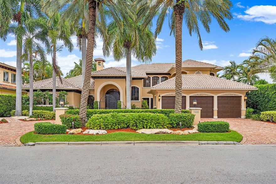 This picture perfect golf course residence in Royal Palm Yacht & Country Club was built as a custom home in 2000 by SRD Building Corp. Timeless classic design features vaulted coffered ceilings, Chicago brick driveway, granite kitchen, and pecky cypress front door. Sought-after features include highly desirable private first floor Master Suite, open golf course views, all en-suite bedrooms, summer kitchen, all impact windows and doors and three car garage. Open kitchen and family room area overlooks pool and golf course and includes Viking stove, twin Sub-Zeros, refrigerated wine storage and bar area.