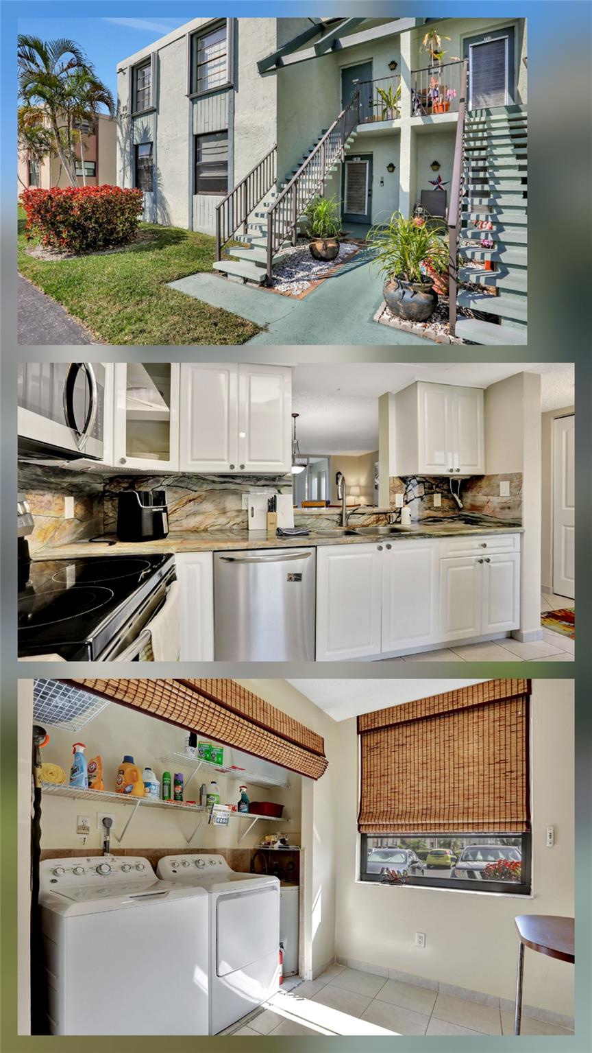 Beautifully renovated first-floor 2 bed, 2 bath condo in a quiet, well-maintained community. Features include a fully updated kitchen with Brazilian Michelangelo quartzite countertops, modern cabinetry, and newer appliances. New A/C system, accordion hurricane shutters, impact-resistant windows and sliding door provide peace of mind and natural light. Full-size washer/dryer in unit, private storage room, and plenty of guest parking. Enjoy tranquil golf course views from your living space. Conveniently located near shopping, dining, and major highways. Move-in ready!