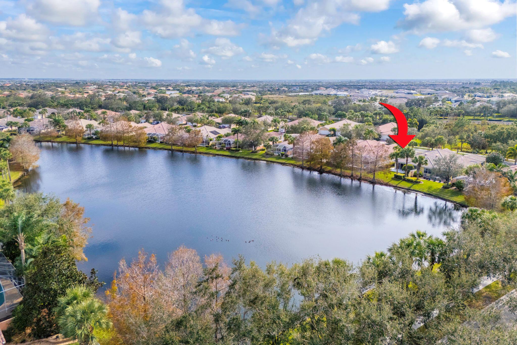 Welcome to this meticulously maintained villa, ideally located at the quiet end of a desirable all-ages, gated community. This home boasts an extended floorplan that offers spacious living areas and is perfectly positioned to take in the panoramic lake views! The villa comes equipped with modern appliances, replaced in 2020, including a Samsung washer and dryer. The AC and water heater were also replaced in 2020, offering energy efficiency. Accordion storm shutters provide convenient and durable protection during storm season. This villa is located in a vibrant, amenity-rich community that includes: pickleball, tennis, 2 heated pools, gym, bocce, basketball, playground, and a clubhouse with many social activities. The HOA fees cover internet, cable, landscaping, security, and exterior