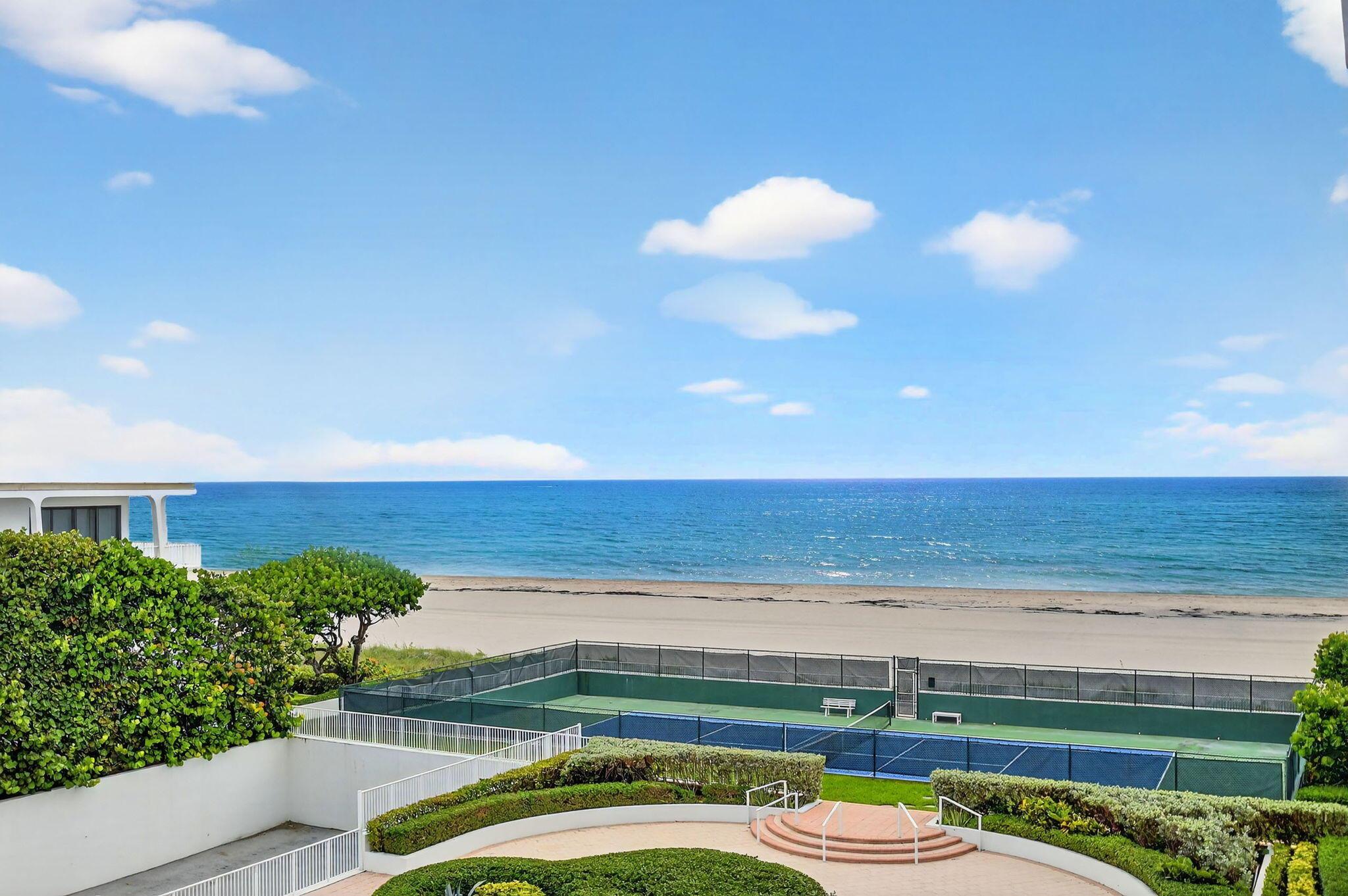Spectacular OCEAN views at The Harbour House! Enjoy breathtaking views of the Atlantic. Experience luxury living in this beautiful 2-bedroom, 2-bath split condo, just steps from the ocean. Impact Windows & Doors. Important to note that the HH also owns the land on the west side of the street to the Intercoastal w/ electrical car charging. The Harbour House is a concierge building, impeccably maintained with a full time manager, doorman, security and offering amenities such as an oceanfront pool, tennis court, garage parking, state-of-the-art fitness center and electric car charging across the street. Extra storage conveniently located on your floor.