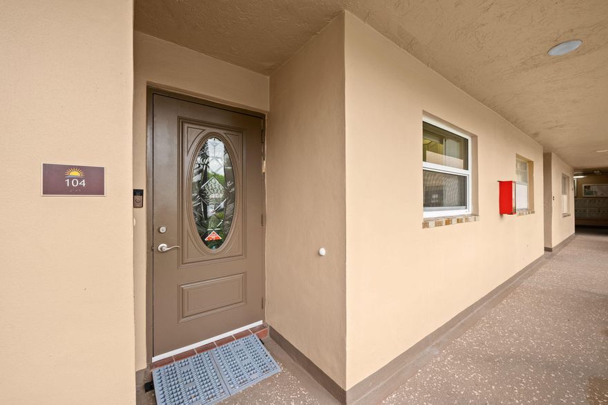 Welcome to this beautifully renovated 2bd/2ba condo located at 9330 Sunset Lakes Blvd, Bldg 100, #104 in the desirable Sunrise Lakes Condominium Phase 3, a vibrant 55+ community. This spacious unit features a modern kitchen w/ brand-new appliances, wood cabinetry, and stylish finishes, complemented by new tile flooring throughout for a clean, contemporary feel, w/ tastefully updated baths. Enjoy peaceful mornings and relaxing evenings on the enclosed terrace, complete with new hurricane impact windows and serene golf course views. Conveniently located on first-floor with  designated parking. Water heater + a/c 4 yrs old. Enjoy amenities for an active and social lifestyle, incl clubhouse, heated pools, fitness center, golf course, tennis courts, & a variety of activities. Move-in ready!