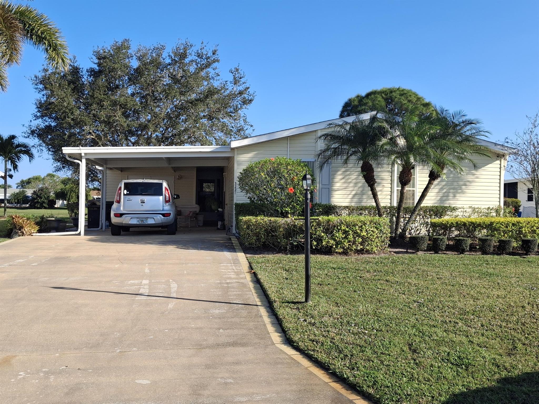 Leased Land NEW 2025 roof, 2023 AC, 2020 water heater. Wonderful home with a golf course view! 2 beds and two baths. expansive eat in kitchen with plenty of counterspace and cupboards. Large primary bedroom with double sinks and a guest bedroom for your visitors. Enjoy watching the golfers from you back lanai. Savanna Club boasts an 18-hole golf course, an on-site restaurant, a theater, 3 clubhouses, 3 exercise areas, pickleball, tennis, 3 pools, billiard room, bocce, poker room, 2 libraries, shuffleboard, cornhole, and so many other activities that are available not to mention the numerous clubs to keep you involved in our active 55+ community. HOA includes cable, internet, trash and access to all common areas.