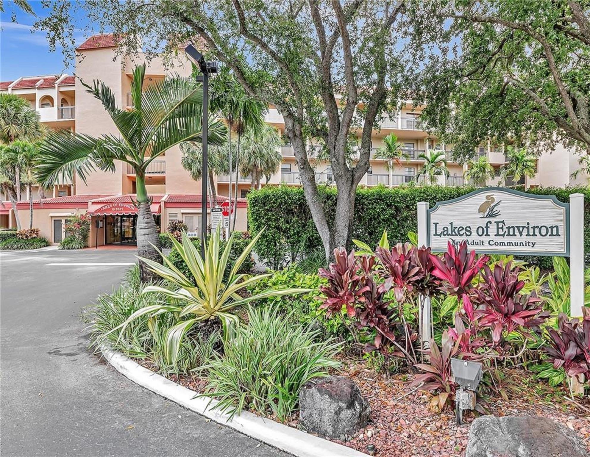 Check out this well-maintained condo in the Lakes of Environ community! The kitchen features recessed lighting, stainless steel appliances, Both bedrooms boast spacious walk-in closets. Enjoy a stunning water and golf view from the expansive screened balcony. Full size washer dryer in laundry room on the balcony. The community offers fantastic amenities, including heated pool, BBQ entertainment area, and membership to the Environ Cultural Center with tennis courts, pickleball, a fitness center, and plenty of activities. Association has reserves. 700+ credit score is required by the association, and rentals are not allowed in the first year of ownership. Make this your home today!