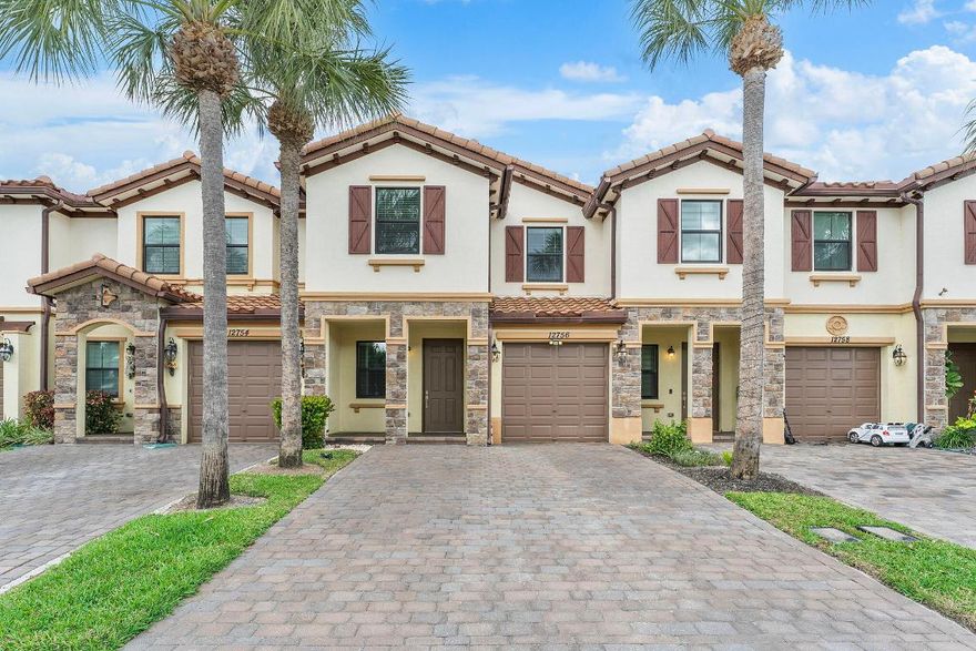 Welcome home to Cambria Parc, this recently built townhome community located in the heart of south central Palm Beach County is conveniently located to everything you need. Including 10 minutes to both major highways, 15 minutes to the beach and Atlantic Ave with all the restaurants and nightlife one would expect to enjoy the south Florida living experience. This townhome offers 3 bedrooms and 2.5 bathrooms with an attached garage and 600 sq foot fenced in yard with all new sod and landscaping. Kitchen features SS appliances, granite countertops & backsplash with an island for entertaining. Half bath downstairs for convenience. W/D located upstairs with 2 guest bedrooms and full bath. Oversized master with large walk in closet and walk in shower with dual sinks. Tesla charger in the garage. Community features low HoA payments that include the gate, heated pool, playground, landscaping and High-Speed Internet for each home. Hurricane Impact Windows and Doors, A rated schools and much much more. Built in 2018. Motivated Seller willing to give concessions at the closing table.