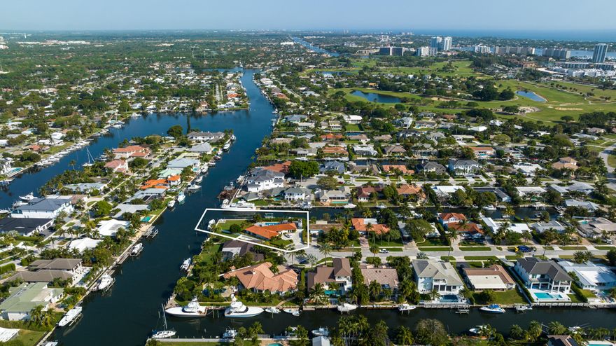 This is your opportunity to own one, of only 11 waterfront  point lots,  in The Village of North Palm beach with no fixed bridges. This property has 240 feet of water frontage. Lot measures 52 x 173 x 49 x 190 x 110 (.43 acres) .New seawall and cap.  Newly renovated pool and spa. 27,000lb boat lift,  floating jet ski dock., gas firepit. On a cul-de-sac. Opportunity to build your custom dream house. 5 miles from Palm Beach Inlet. Minutes to the new North Palm Beach Country Club featuring the newly redesigned Jack Nicklaus Signature golf course, pool, tennis, and fine dining. Close to beaches, recreation, restaurants and entertainment. Convenient to major highways and Palm Beach International Airport.