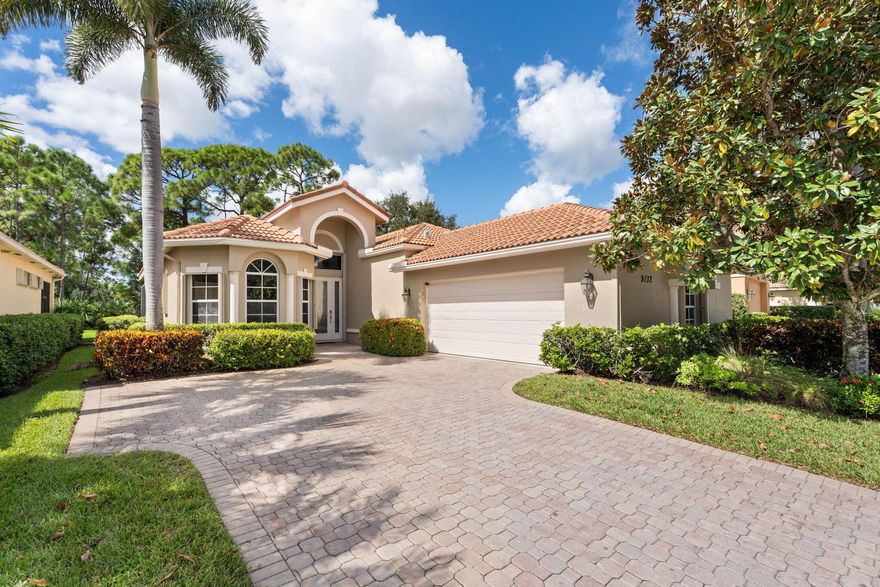 Welcome to Maidstone at PGA Village, where timeless design meets relaxed Florida living. This 2BR + den, 2.5 bath retreat offers a heated pool and spa surrounded by vibrant tropical landscaping. Light pours through plantation shutters onto wood-look tile floors that flow through open, inviting spaces designed for comfort and connection. The kitchen and family room open to the screened lanai for effortless indoor-outdoor living. Dues include lawn care, cable, internet, + access to exclusive amenities, fitness center, lap pool, tennis, & pickleball. Optional memberships available at The Legacy and PGA Golf Club's championship courses. Experience the ultimate blend of serenity, sophistication, and resort-style living, where every day feels like a private getaway in the heart of PGA Village.