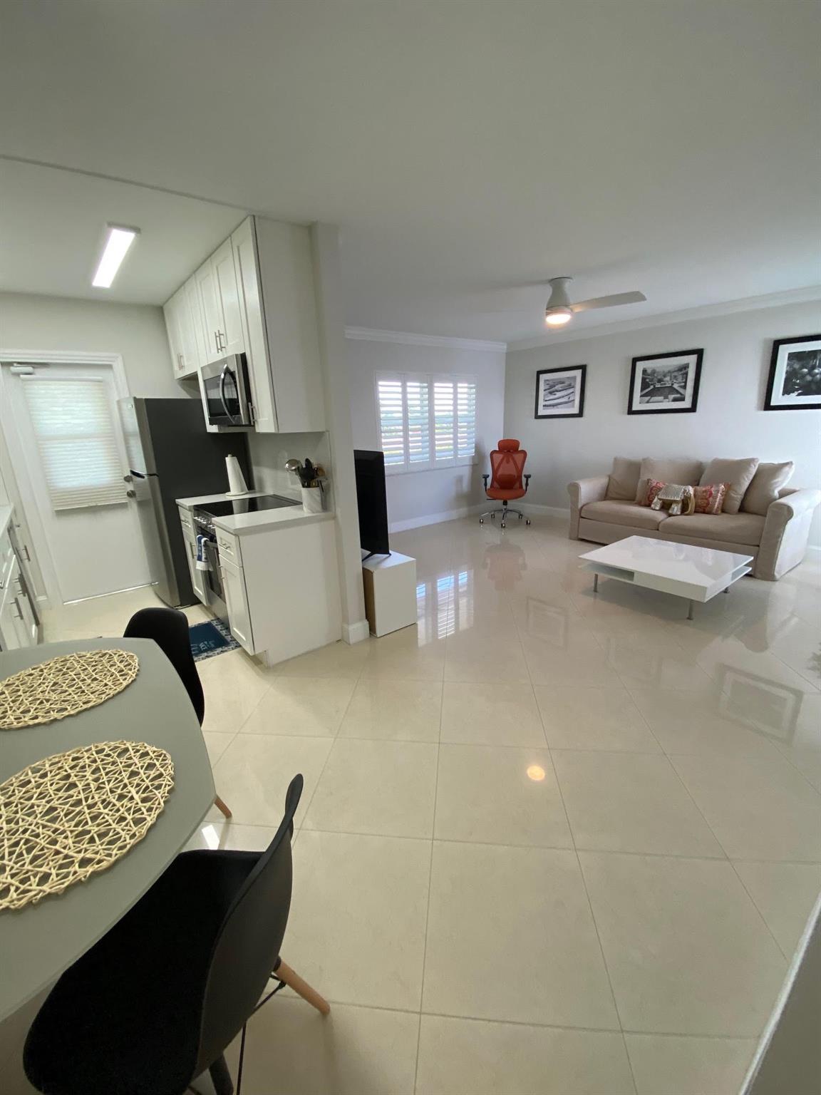 Lauderdale by the Sea, Very Clean and Completely Updated 1 Bedroom 1 Bathroom Condo! You will feel like you are on Vacation every day! Walk to the Beach, Restaurants, Bars and Shopping! This Beautiful remodeled unit has Impact Windows w/ Plantation Shutters, Crown Molding, and Polished Crema Porcelain Floors throughout! Updated Kitchen with Newer appliances. Updated Bathroom with Tiled walls and Ceiling. Lots of Closet space. Updated electric with new outlets & switches. An EXCEPTIONAL unit in a GREAT Location! Located Near the Elevator and Laundry, THIS UNIT IS BEING LEASED BEAUTIFULLY FURNISHED!