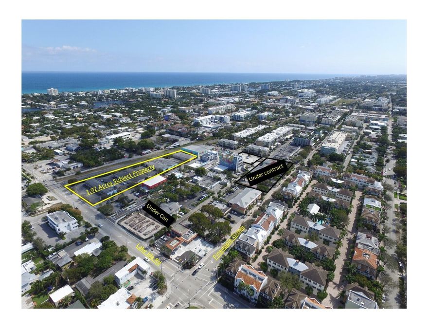 The Last 2 acre parcel available in Downtown Delray Beach. This 3 parcel assemble is situated in the Arts district of Delray Beach. Runs parallel to well known Pine Apple Grove Arts District. One block to Delray's newest chic hotel The Ray part of Hilton Curio Collection. .38 miles from the Intracoastal Waterway and .7 miles away from the Delray's Award Winning Beaches. You can repurpose or redevelop the 4 existing buildings totaling buildings 32,462 SF.