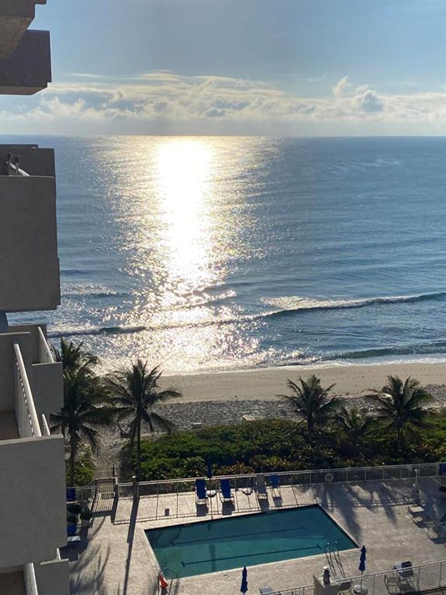 Wonderful updated furnished 9th floor 2 bedroom 2 bath corner unit with 2 balconies and views of both the ocean and the Intracoastal. Come and enjoy the Florida sunshine and everything south Florida has to offer during the winter season! Building is directly on the sand and has garage parking. Community has 2 pools, gym and social room.