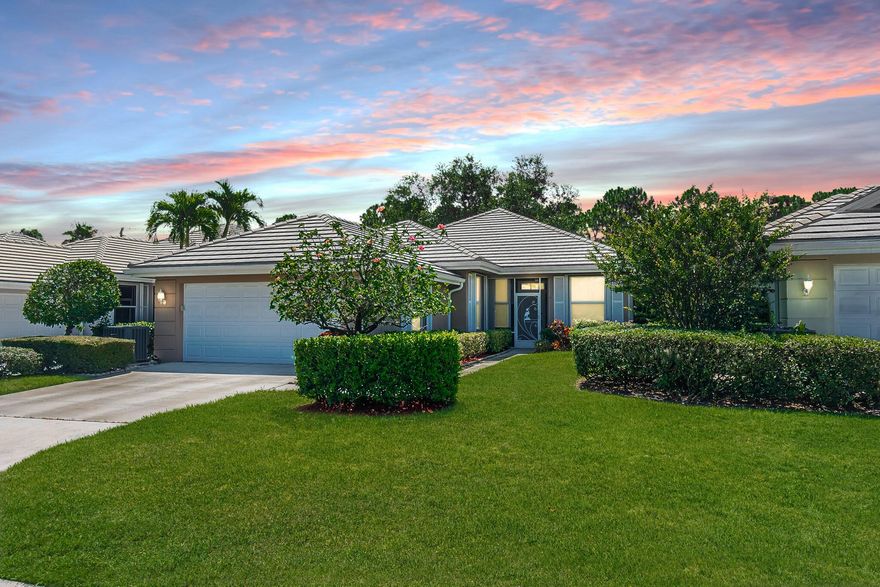 Lakes at St Lucie West! This stylish 3-bedroom, 2-bath home shines with tile floors throughout and an open, inviting layout. Sold built Divosta poured concrete with tile roof. The gourmet kitchen boasts gleaming granite counters, 42'' wood cabinets, stainless steel appliances, and a cozy breakfast nook perfect for morning coffee. Retreat to the spacious living areas or step outside to your private backyard oasis--fenced with lush, tropical landscaping. The expansive covered and screened lanai offers the ideal setting for entertaining, dining al fresco, or simply relaxing year-round. Modern finishes, a warm ambiance, and a prime location make this home a true gem. Accordion shutters, HOA dues provide lawn care, cable, community pools. Convenient to all St Lucie West has to offer.