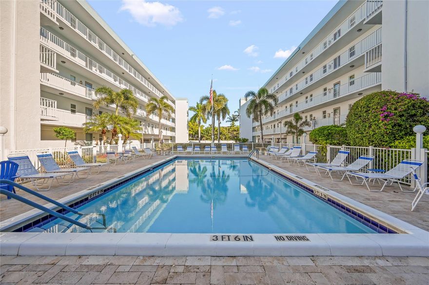 ***Welcome to Lauderdale By The Sea***  This 2 bedroom 2 bath, 1180sf condo is ready for it's new owner.  On the Top floor of this 5 story building, you have great views of the heated pool below.  Just a short walk to everything. The beach is just 800 footsteps away, shopping plaza including Publix, CVS, Dunkin Donuts, Restaurants, and many more right next door.  The property is well maintained and just recently painted. Looks like a brand new building !! Full hurricane protection includes impact doors and windows with additional electric roll down shutters on the balcony.   Covered parking is another great feature, no getting wet in the rain.  The association has plenty of reserves and accepts all ages. Check out the drone video tour....Make an appointment today !!!  Thank You :)