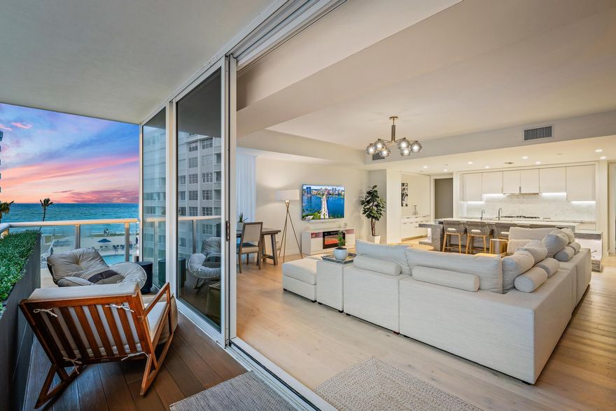 Where oceanfront living meets effortless elegance, this private residence in South Palm Beach is designed for both quiet mornings and refined entertaining. Arrive via your private elevator entry into a welcoming foyer, where grand double doors open to a light-filled interior framed by expansive floor-to-ceiling windows and sweeping ocean views.  The main living space unfolds seamlessly, with a dining area that flows into a spacious living room—each space oriented to capture natural light and the beauty of the Atlantic beyond. Just off the living area, the kitchen is both functional and striking, anchored by an oversized island and outfitted with premium appliances including Miele and Sub-Zero, creating the perfect setting for everyday living or hosting with ease.  A generous laundry room with additional sink adds convenience without compromising space.  The primary suite is a true retreat, wrapped in floor-to-ceiling windows that invite in breathtaking sunrise views over the ocean. Complete with a spacious custom walk-in closet and a spa-like bathroom featuring a soaking tub, separate shower, and private water closet, this space is designed for comfort and relaxation. Additional bedrooms offer flexibility for guests, a home office, or den, each with beautifully finished bathrooms and ample natural light.  Set along the ocean and just moments from destinations like Four Seasons Resort Palm Beach and Eau Spa, this residence offers a lifestyle defined by convenience and coastal luxury. Building amenities include 24-hour concierge and valet service, a private fitness center, and a dedicated dog area—bringing together the best of full-service living in one of Palm Beach County's most desirable oceanfront settings.   *HOA includes current assesment and changes monthy*