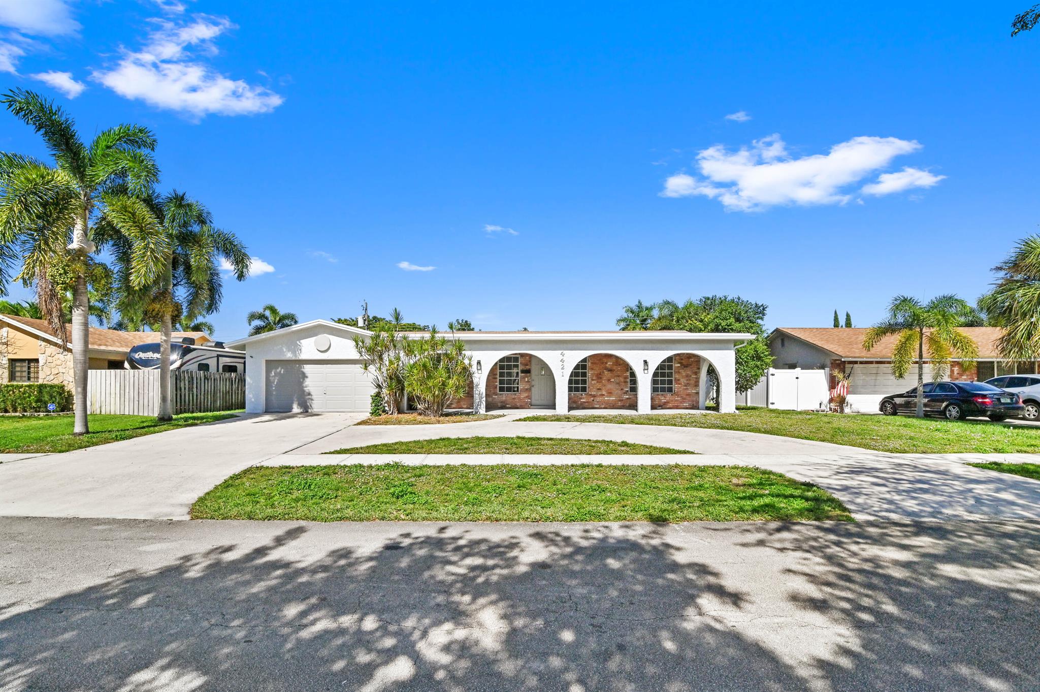 South Creek Gem! This renovated pool home checks all the boxes! Light and bright split floor plan with open kitchen / Living concept. luxury vinyl floors throughout. kitchen features solid wood cabinets, stainless steel smart appliances and quartz counter tops. Highly desirable model featuring 3 bedrooms all containing walk in closets and 2 bathrooms with cabana doors leading out to expansive fully screened pool area. South Creek is an amazing, family friendly neighborhood featuring sidewalks, community boat ramp, park, dog park, and elementary school. NO HOA!