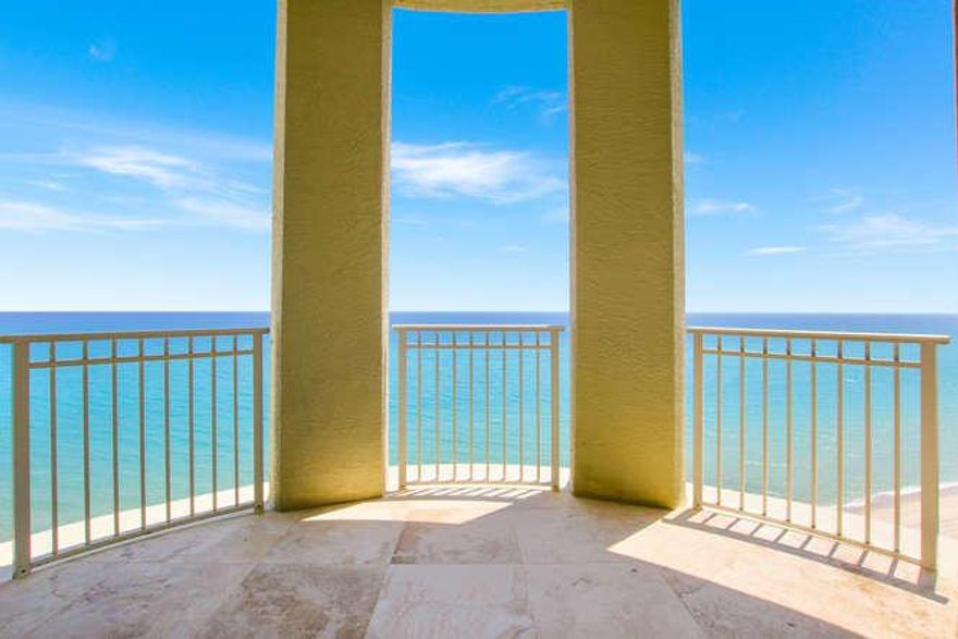 A truly remarkable residence encompasses the entire Eight floor of the ultra-luxury ''One Singer Island'' and offers breathtaking direct ocean, beach and Intracoastal Waterway views from every room. Enter through a private elevator foyer into the grand foyer with immediate ocean view and its own terrace. This spectacular condo includes a 35 x 26 ft grand salon that opens to a 36 x 25 ft. direct ocean front sunrise veranda. Flooring is a gorgeous Italian marble and hardwood combination called ''Afrormosia'' by Alberto Mazzonetto with fabulous hardwood in the bedrooms and the office/study. The kitchen opens to the family room with ocean views and includes gas cook top, sub-zero refrigeration and stainless appliance package. The master bedroom is a true his and hers bedroom and