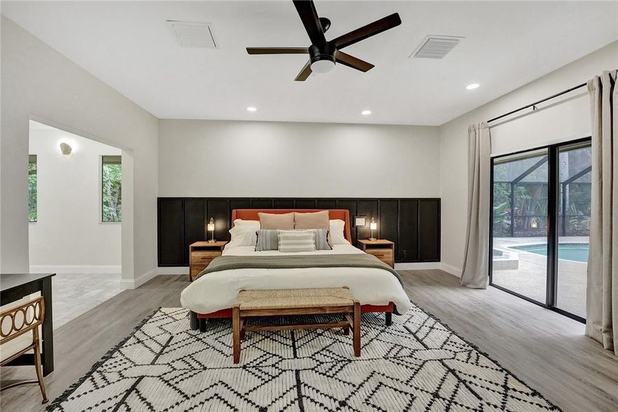 One of a kind! Beautifully newly renovated 4 bedroom 3 bath pool w/ spa on 1.25 acres in the highly desired area of Jupiter Farms. Over 2600 Living Sgft, this spacious home features a Modern, Open Split Floor Plan w/ a huge detached bonus/game room. Tower Clerestory Windows throughout the whole house make's this home so light and Airy. The primary bedroom has an amazing, large,dual-head walk-in shower and a separate room for the soaking tub. The beautiful kitchen boasts white cabinets, SS appliances, and quartz countertops, and overlooks the pool lanai, perfect to relax and entertain. Every room has a unique accent wall. 12 by 24 shed w/working electric. Too many upgrades to list, see the property feature list.  Priced to sell fast