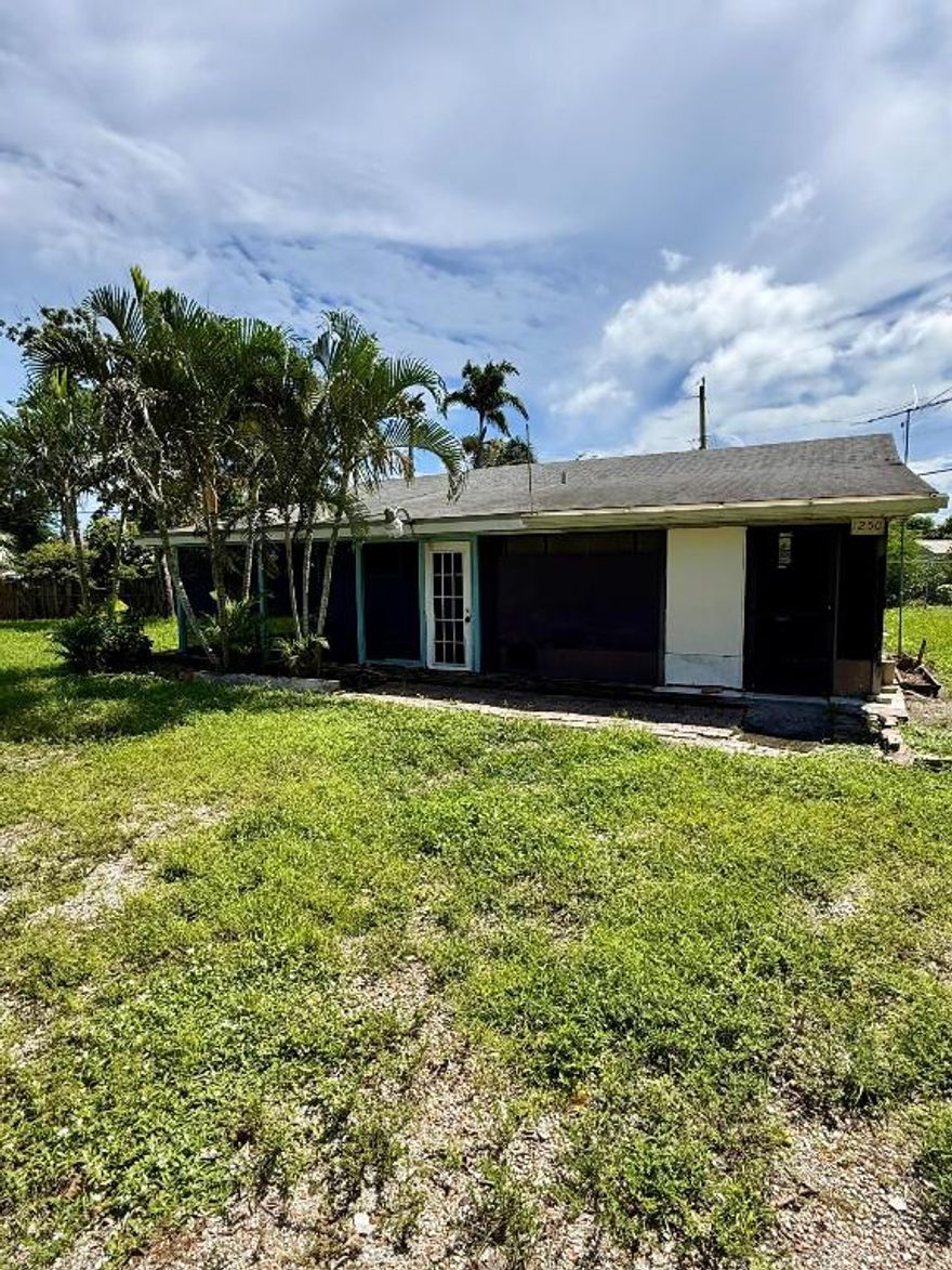 Investor Special - Cash Only!
Don't miss this fantastic opportunity on a spacious 0.30-acre lot. This 2-bedroom, 1-bath home includes a carport and backyard shed, providing plenty of potential for renovation or redevelopment. Located in a desirable area with strong resale values, this property is ideal for investors looking to maximize returns. Conveniently situated near shopping, dining, Palm Beach International airport and major roadways, this project offers both opportunity and location value. Cash offers only. Please perform all due diligence prior to submitting an offer. Sight-unseen offers will not be accepted. Buyer must call Palm Beach County Land Development to verify requirements. Per the County, the buyer will be responsible for constructing and paving the access road