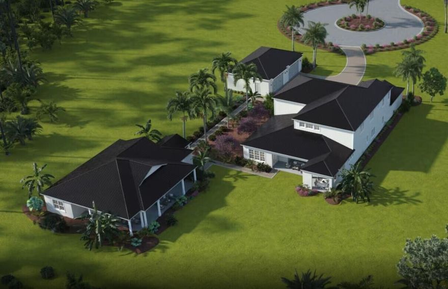 UNDER CONSTRUCTION:   Imagine living on a homesite that spans 1.86 acres.  This exquisite Estate features a 5,427 sq.ft. main house with 5 spacious bedrooms, 5.5 Baths, formal dining room, Media Room, Den, Loft and integrated 4 car garage.  A separate 1,800sqft home with bedroom, full kitchen, laundry room and sprawling wrap around covered lanai offers privacy and comfort for you and your guests.  Additional 4 car garage offers ample space for vehicles and storage.  Set on expansive grounds adjacent to the protected Johnathan Dickenson State Park, this property combines elegance, convenience and tranquility for the Ultimate South Florida lifestyle.