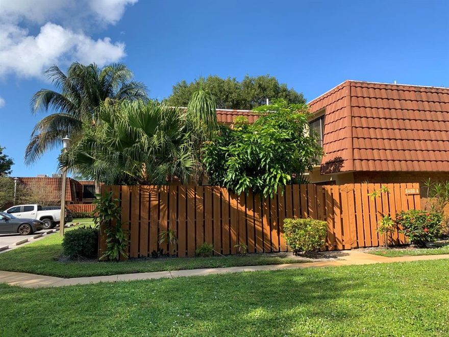 Spacious 2 bedroom 2 1/2 bathroom townhome with beautifully landscaped courtyard entrance and private location making this town-home perfect for entertaining.  Southeast exposure brings in tons of natural light to your open living room and upgraded kitchen. Two large master bedrooms with ensuites  upstairs, both with great closet space and balconies overlooking tropical courtyard with native Mango and Carambola fruit trees. Laundry room with full size washer and dryer. Exceptionally well maintained neighborhood with large community pool, pickleball courts, and resurfaced tennis courts. Pet friendly, excellent location in the heart of Delray, close to Atlantic Avenue, restaurants, shopping, and beach! 2 reserved parking conveniently located close to unit.