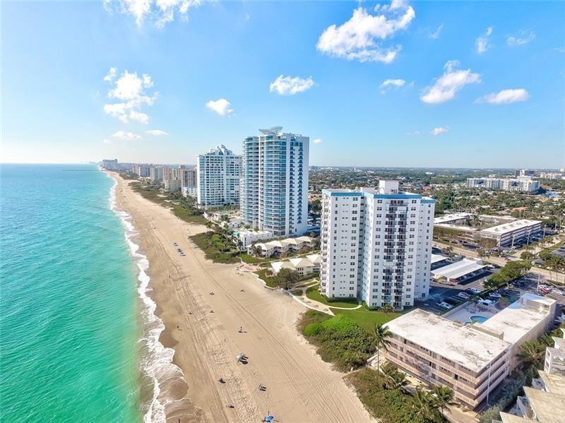 SPECTACULAR FOREVER OCEAN VIEWS TO THE EAST & SOUTH from this large One bedroom condo smack on the beach. REMODELED, FURNISHED & OFFERS MILLION $$ VIEWS ALL THE WAY DOWN THE BEACH. NEWER A/C & W/H. HURRICANE IMPACT WINDOWS & PATIO DOORS. ACCESS TO BALCONY FROM LIVING ROOM & ALSO FROM BEDROOM, You will wake up to picturesque OCEAN VIEWS every morning & listen to the calming sounds of the waves. GLASS BALCONY WITH ENDLESS WATER VIEWS & CALMING OCEAN BREEZES. THIS SUNNY & BRIGHT CONDO IS THE PLACE TO ENJOY THE SOUTH FLORIDA BEACH LIFESTYLE YOU HAVE BEEN LOOKING FOR. COASTAL LIVING AT ITS BEST IN DESIRABLE LAUDERDALE BY THE SEA & Close to POMPANO BEACH & PIER. Great Ocean front restaurants nearby! THE VILLAGE, and all conveniences & stores. ALL work completed & Assessments paid.