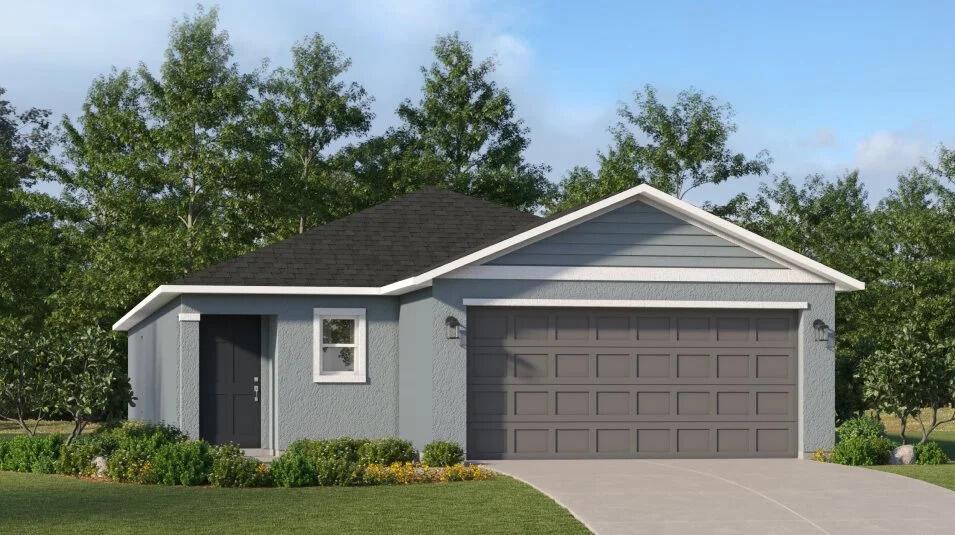 This new home is laid out on a single level for low maintenance living. Two secondary bedrooms share a bathroom in the hall at the front of the home, while the owner's suite is tucked into the back corner with an attached bathroom and walk-in closet. Down the foyer is the open-concept living area, which includes a fully equipped kitchen, an intimate dining room and family room with patio access. Completing the home is a convenient two-car garage.