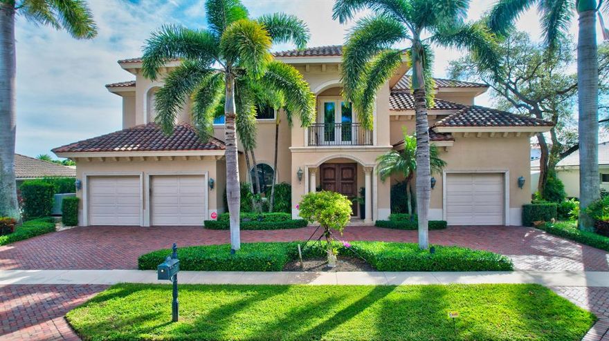 European opulence flourishes in this waterfront masterpiece in east Boca. This designer home boasts five en suite bedrooms, five and one half baths. Enjoy the quietude of this house's cul-de-sac location yet near beach, downtown and A rated schools. Spacious gourmet (Wolf, Subzero) kitchen with walk-in pantry, cook's island. Wood burning fireplace with gas starter, sound system throughout house, pool and small garage. 100% impact glass and new full size generator. Resort style salt pool/spa, salt generator system for both with new heater and pump. Two A/C units are new. Enjoy outdoor dining w/ your summer kitchen! The canal has direct access to the intracoastal and ocean. Dock frontage is 90 ft with a12K lb lift. Be the next owner to enjoy the splendor of this meticulously appointed home!
