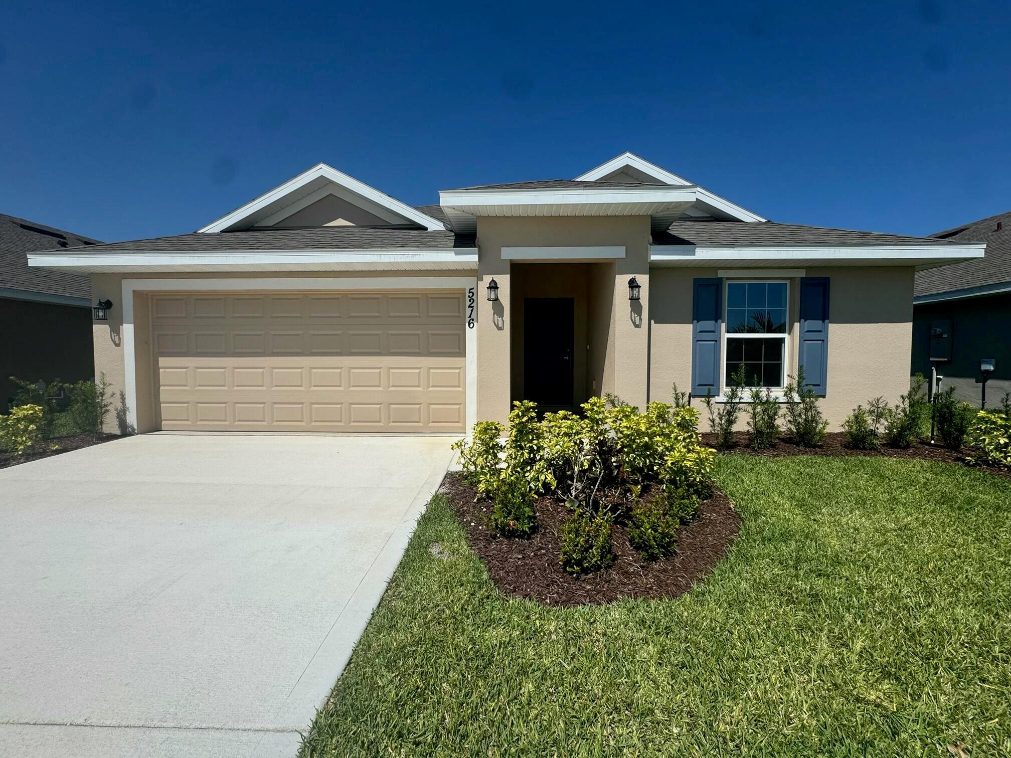 Price Reduced - Move-In Ready & Great Builders Incentives. HUGE PRICE REDUCTION ON THIS MOVE-IN-READY HOME!!Save $30,000 on this home. Don't miss out on this limited opportunity. Only $1,000 Deposit to secure your New Home. SAVE THOUSANDS OF DOLLARS IN CLOSING COSTS + FLEX CASH.MOVE IN READY! Sample photos used. Featuring vaulted ceilings, open concept floor plan, walk-in shower plus a large garden tub and includes lake views from your covered lanai. Enjoy the community clubhouse with Sand Volleyball, Tennis & Pickleball Court, Fitness Room & Heated Pool. Waterstone is nestled between 2 parks, quick access to I-95, the beach, dining. NO FLOOD INSURANCE REQUIRED