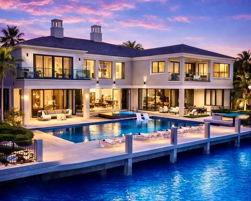 Located in Boca Raton's ultra-exclusive deep-water enclave, The Sanctuary, recognized by Forbes as one of the "Top Ten Exclusive Gated Communities in the Nation", this architecturally significant estate blends world-class design, modern luxury, and unmatched security. Designed by Affiniti Architects and built by Bloomfield Construction, it features soaring 30-ft ceilings, dramatic walls of glass, chef's kitchen, media room, billiards room, elevator, luxe primary wing with dual spa baths and boutique closets, private dock with deep-water ocean access, resort-style pool, and 24/7 armed guard-gated security with land and water patrols. Set within the heart of Boca Raton's most prestigious and secure deep-water enclave, this extraordinary waterfront estate transcends traditional luxury living. Located in The Sanctuary, recognized by Forbes as one of the "Top Ten Exclusive Gated Communities in the Nation", this meticulously reimagined architectural masterpiece is a rare offering where world-class design, modern sophistication, elite security, and yachting lifestyle converge in perfect harmony.  Designed by award-winning Affiniti Architects and masterfully built by the renowned Bloomfield Construction, the residence is a striking expression of architectural pedigree and refined craftsmanship. Every detail has been thoughtfully curated to create a home that is both visually breathtaking and exceptionally livable, an immersive work of art for the discerning buyer who values beauty, privacy, and peace of mind at the highest level. From the moment of arrival, the estate makes an unforgettable first impression. A dramatic foyer welcomes you beneath soaring 30-foot ceilings, where expansive walls of glass and statement architectural lines frame the home's light-filled interiors. The grand scale is immediately balanced by warmth and elegance, with open-concept living spaces designed to maximize natural light, waterfront vistas, and effortless flow between formal and casual environments.  Every room has been composed with entertaining in mind. Sophisticated and inviting, the main living areas unfold seamlessly into a series of refined spaces ideal for intimate gatherings or grand-scale hosting.   A designer entertainment bar of Agate Thera Titan semi-precious stone with a polished finish creates a natural focal point for evening cocktails and conversation, while a professional-grade billiards room adds a layer of distinction and leisure.  An impressive media suite offers a cinematic retreat for private screenings or game-day enjoyment, and a private elevator provides convenience and accessibility across the home's multiple levels. At the heart of the residence, the chef's kitchen is a statement of both function and style. Outfitted with top-tier appliances, custom cabinetry, and exceptional finishes, it is designed to inspire culinary creativity while serving as a central gathering place for everyday living. Flowing effortlessly into multiple dining galleries and entertaining spaces, the kitchen supports everything from elegant dinner parties to relaxed waterfront brunches with ease. The primary wing is a true sanctuary within the home, a private retreat conceived with the ambiance of a luxury resort. Spacious and serene, it offers a refined sense of seclusion with tranquil water views that shimmer just beyond the windows. Dual spa-inspired bathrooms create a his-and-hers experience of comfort and indulgence, while separate boutique-style dressing rooms/closets provide both beauty and functionality. Private sitting areas complete the suite, offering quiet moments of reflection, morning coffee overlooking the water, or a peaceful escape at day's end. Each guest suite has been thoughtfully designed as a private haven in its own right, ensuring family and visitors experience the same level of luxury and comfort found throughout the estate. Rich millwork, custom lighting, and carefully selected materials create an atmosphere of understated elegance, while the home's thoughtful layout enhances privacy for all who stay. Beyond its beauty, this residence offers something increasingly rare in today's luxury market: true security without compromise. In a world where privacy has become one of the most coveted luxuries, The Sanctuary delivers an unrivaled level of protection. With 24/7 armed guard-gated entry, roving land patrols, and dedicated water patrols, residents benefit from a multi-layered security infrastructure that is both discreet and comprehensive. The result is a fortress-like sense of safety wrapped in the elegance of an open, airy, architecturally significant waterfront home. For those who demand both serenity and assurance, there are few communities that compare. Outdoors, the property transforms into a private resort and yachting retreat, designed to embrace the very best of South Florida's coveted waterfront lifestyle. The estate's private dock is tailored for the elite yachtsman, offering deep-water access and immediate connection to the Intracoastal and Atlantic beyond. Whether setting out for a day on the water or returning at sunset, the boating experience here is seamless, sophisticated, and truly world-class. A resort-style pool glistens amid lush tropical landscaping, creating a secluded outdoor oasis that feels worlds away from the everyday. Surrounded by verdant greenery and thoughtfully designed terraces, the exterior spaces invite both relaxation and entertaining on a grand scale. The transition from indoors to outdoors is beautifully fluid, with expansive openings and integrated living areas that embody the quintessential South Florida lifestyle, sunlit, elegant, and effortlessly connected to the water. As a resident of The Sanctuary, ownership extends beyond the home itself to include access to one of the region's most exclusive and meticulously maintained private communities. Known for its exceptional privacy, deep-water access, and uncompromising standards, The Sanctuary is widely regarded as one of the most coveted addresses in Boca Raton and beyond. The Sanctuary HOA amenities include: ~24/7 armed guard-gated security ~Roving land patrols and monitored waterfront security ~Private 20-slip marina ~Tennis and basketball courts ~Playground ~27-acre bird and wildlife preserve ~Maintenance of community landscaping, roads, and common areas ~Additional resident concierge-style services A reputation for exceptional privacy, safety, and exclusivity This is more than a residence, it is a statement of lifestyle, taste, and intention. A place where architecture inspires, where security is seamless, and where every detail has been designed to elevate the experience of home. Rarely does a property of this caliber become available within The Sanctuary, especially one that so completely captures the essence of waterfront luxury, world-class design, and protected privacy.  For the buyer who seeks the extraordinary, who values elite craftsmanship, deep-water yachting access, and one of the most secure and prestigious communities in the nation, this is a once-in-a-generation opportunity to own a true Boca Raton masterpiece.