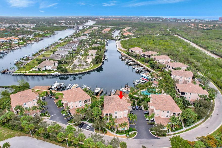 Rarely available! Luxury 3rd floor Penthouse in the sought after Waterfront gated community of Frenchman's Harbor with amazing Intracoastal & Sunset views! A boater's dream...45' dock with a 20k lift in a deep-water safe harbor! (can accommodate up to a 65' vessel, slip is 22' wide) Ocean access, no fixed bridges, minutes to the Palm Bch Inlet & Jupiter Inlet & the turquoise waters of the Atlantic! Beautifully appointed & immaculately kept, this 3bd/ 2ba home is truly move in ready! An open floor plan makes it perfect for entertaining, boasting almost 2600 sqft living space & over 1,000 sqft covered balconies to enjoy the views! This home features polished marble flooring throughout, crown molding, volume ceilings, impact windows and doors, gourmet kitchen with an oversized island stainless-steel appliances, granite countertops, and custom wood cabinetry with undermount lighting. An expansive master suite with covered balcony with water views, walk-in closet, soaking tub, large walk-in shower, double vanities, water closet with bidet, private elevator, interior electric blinds and phantom screens on the main balcony and an oversized 2 car garage with epoxy floors & tons of storage! Frenchman's Harbor is 24hr manned gated community conveniently located close to fabulous shopping and restaurants, golf and pristine beaches. Close to I-95, the Turnpike and PBIA.