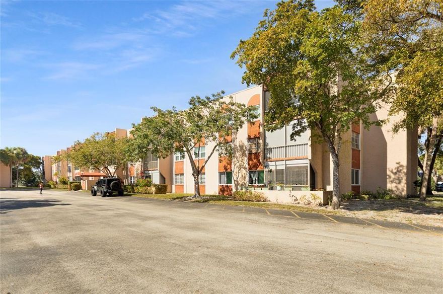 Wow!.. SPACIOUS 2 Bedroom Condo "1,300 Sq Ft"
Secure Air Conditioned Lobby and Air Conditioned interior Hallway Entrance! Light Open Floor Plan w/Screened Patio off Living Room. Large Master Bedroom with Huge Walk in Closet!  Furniture STAYS if you want it or GOES if you don't. Indoor Laundry Room on each Floor and each Unit has it's own Secure Storage area. Quiet 55+ Community of only 7 Buildings that encircle the Clubhouse and Olympic Sized Pool plus Tennis & Shuffle Board Courts! Ample Parking. Close to Everything. HURRY! Won't Last at Only $104,900!