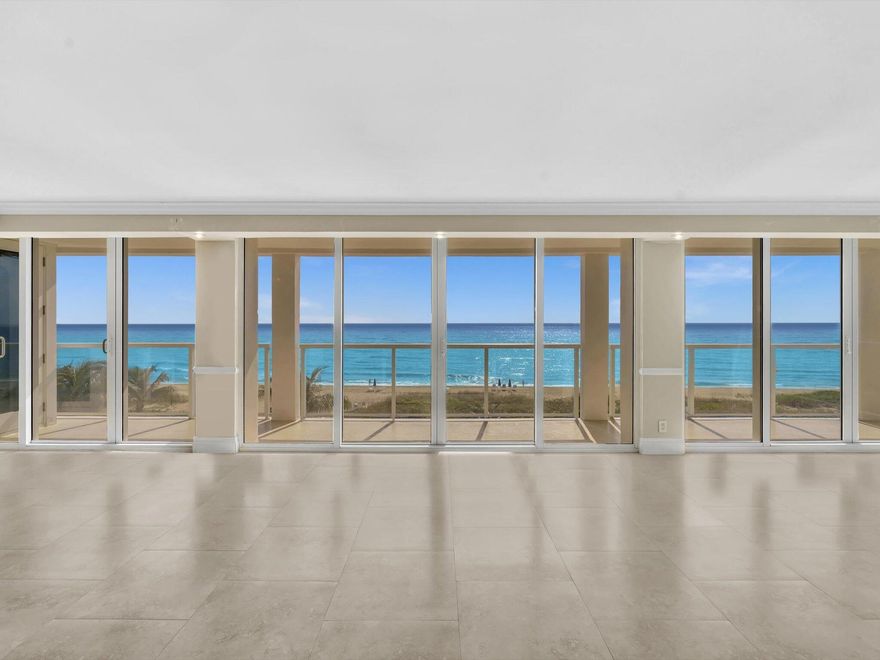 Welcome to Ocean Towers, where breathtaking panoramic ocean views and stunning Sunrises, meet luxury living. This coveted ''M'' stack unit offers a prime  SE exposure, providing perfect, unobstructed views of the beach, ocean, & sky.  Enter through a semi-private elevator to your 4th floor retreat, where floor-to-ceiling impact glass doors flood the space with natural light.  Enjoy outdoor living on your spacious private balcony with sleek glass railings, the perfect spot to enjoy beautiful sunrises.  The primary suite features a separate west-facing balcony offering a peaceful escape from the guest quarters. Custom upgraded kitchen and baths complete this stunning home. With 3 assigned parking spaces and walking distance to Town of Deerfield Beach & Pier. Don't miss this rare opportunity