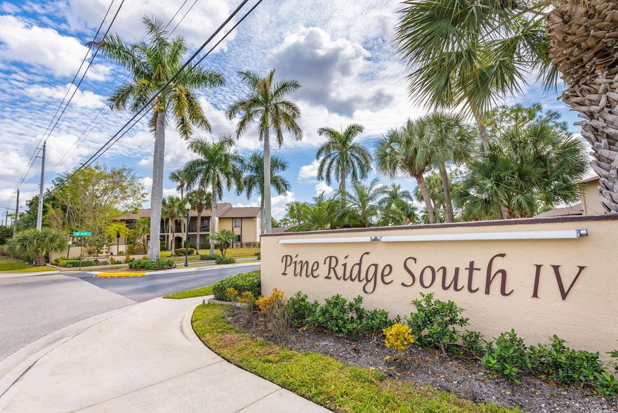 Gorgeous 2nd floor unit located in the 55+ community Pine Ridge South. This Unit offers 2 spacious bedrooms, 2 remodeled bathrooms, wood look tile throughout, updated Kitchen cabinets, countertops and new appliances. Unit has 922 sqft of living area, open floor plan and furniture will be included. ALL WINDOWS have accordion shutters. Roof 2024, and NEW AC Nice balcony facing the lake with storage area. Community is well maintained with beautiful landscaping. All special assessments have been paid and no current ones are on the horizon. This 55+ community has tons of amenities which includes clubhouse with pool area, shuffleboard, walk paths, and tons of social events. LOW HOA ONLY $1653 a quarter which includes cable. Prime area centrally located next to shops, restaurants, medical facilities and much more. Minutes from I95. Don't miss out on this opportunity.