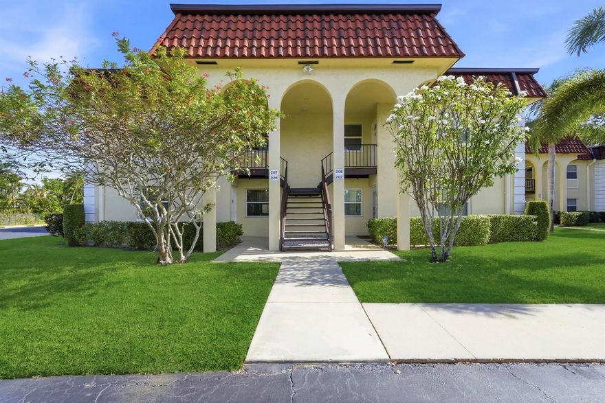 Unlock the potential of this 2 bed 2 bath ground-floor condo in a highly desirable location just minutes from the beach. Steps to the heated pool, pickleball, shuffleboard and tennis.  This condo offers privacy on the spacious screened-in patio.  Located near all that Jupiter has to offer. This condo is priced to sell and ready for transformation.  Only 20 minutes to PBI!