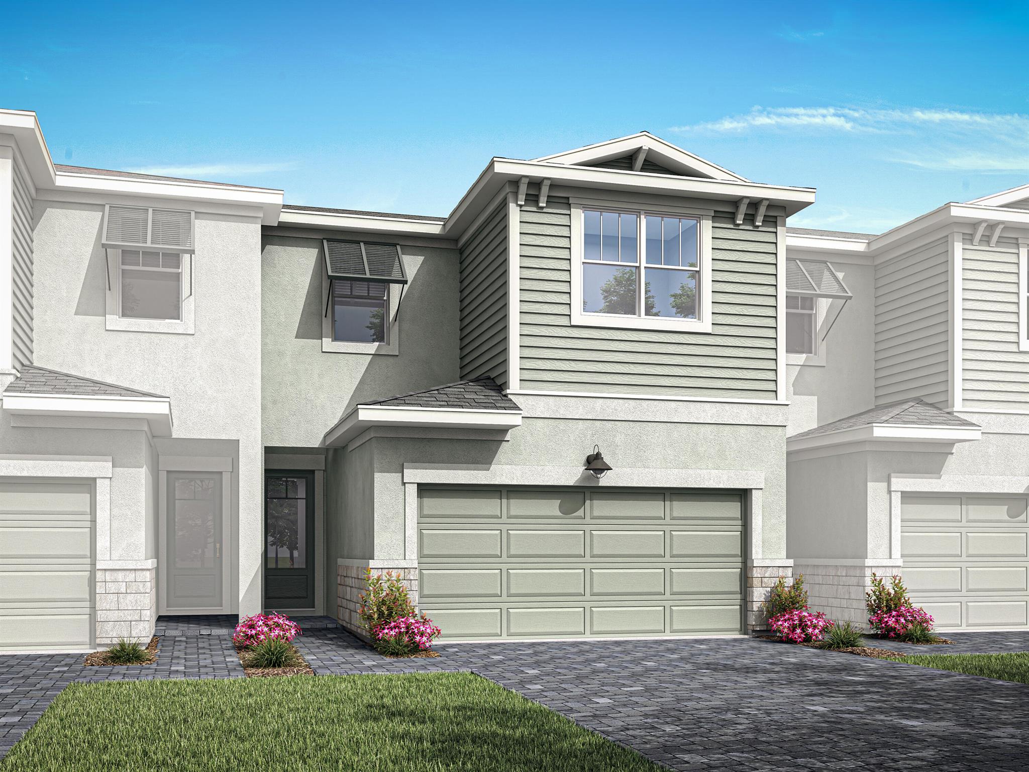 The Aqua is a one-of-a-kind, 1,778 sq. ft. floorplan that is versatile and perfect for everyday living. This townhome will only be found on the interior block of homes, with a porch in front and private covered lanai in the rear. A large kitchen on the side of the home lends itself to a desirable amount of cooking and counter space in addition to cabinetry lining the walls. You'll find in the Aqua the three double windows which make most of our plans at Avila special, enjoying the bright airy feeling that comes in with the natural light. Upstairs, find a good separation of space with an owner's suite and bath in the rear and secondary beds and bath in the front.