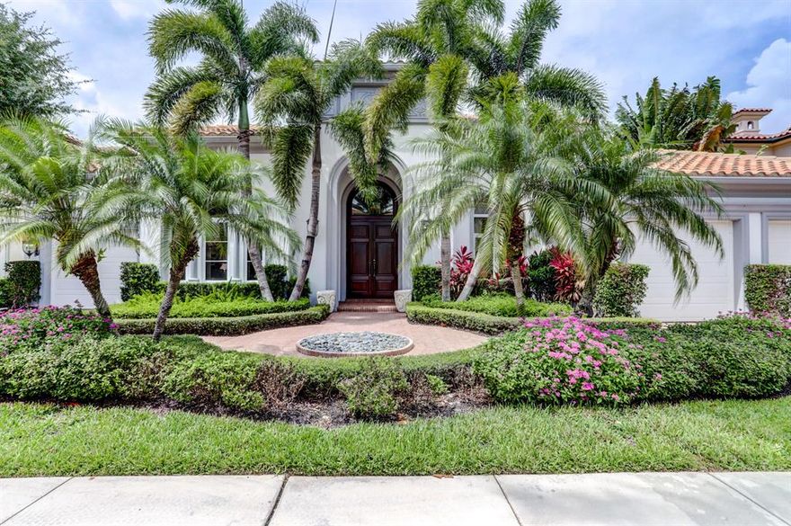 A rare opportunity to find a four bedroom single story home in Mirasol.  This La Palma model built by Paul Courchene features a cobblestone laid marble floor with glass inlay at foyer.  Original pool replaced and a screened in patio for enjoying the Florida lifestyle.  A commercial grade kitchen with limestone center work island, granite countertops, stainless appliances including hood/fan. Hurricane glass, Golf or sports membership available.  A must see!