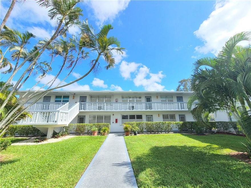 DO NOT MISS OUT ON THIS ONE! EXTREMELY WELL MAINTAINED 2ND FLOOR 1 BEDROOM, 1.5 BATHROOM CONDO. UPDATED KITCHEN WITH WOOD CABINETS. CARPET AND VINAL FLOORING. NEW A/C WINDOW UNIT.  FURNISHED READY TO MOVE IN. GREAT LOCATION STEPS TO THE POOL. QUIET PRIVATE AREA WITH A NICE SCREENED IN PATIO OVERLOOKING A RELAXING GARDEN VIEW. GREAT BUILDING WELL MANAGED. WELCOME TO CENTURY VILLAGE ACTIVE 55+ RESORT STYLE LIVING. OFFERS MANY ACTIVITIES & AMENITIES INCLUDING A NEW NINI-GOLF, TENNIS COURTS, CLUB-HOUSE, LOCAL BUS SERVICE, HEATED POOLS, TENNIS COURTS & MUCH MORE. CONVINIENTLY LOCATED MINUTES TO THE BEACH, SHOPPING & RESTAURANTS.   WELCOME TO SOUTH FLORIDA LIVING.